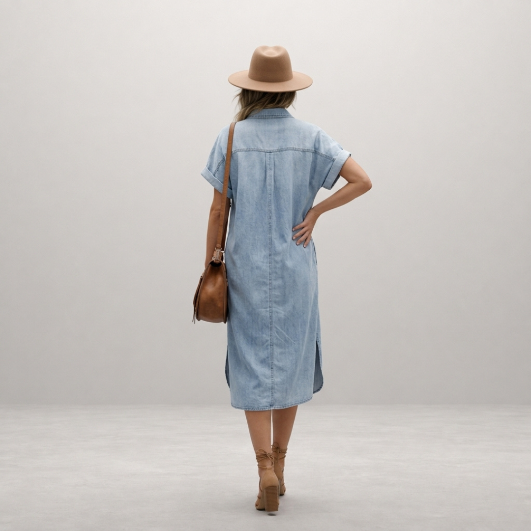 Sienna – Relaxed denim shirt dress with timeless style