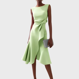 Midi Dress Draped Asymmetric Hem for Women