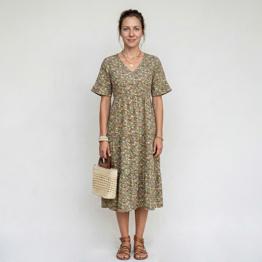 Elowen – Effortless floral midi dress with timeless elegance