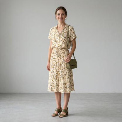 Aria – Elegant printed midi dress with effortless comfort
