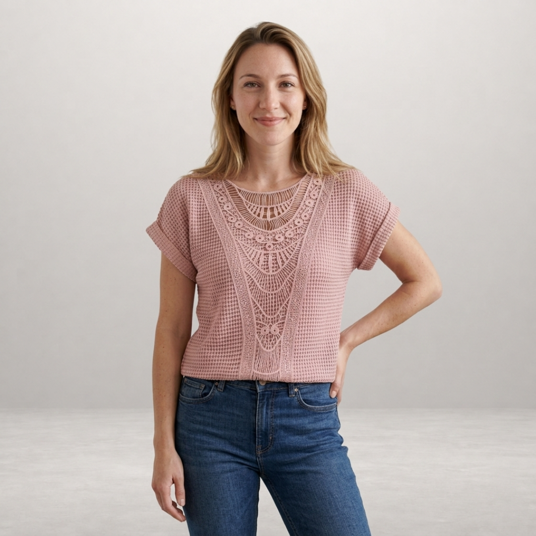Elira – Elegant crochet detail top with effortless everyday comfort