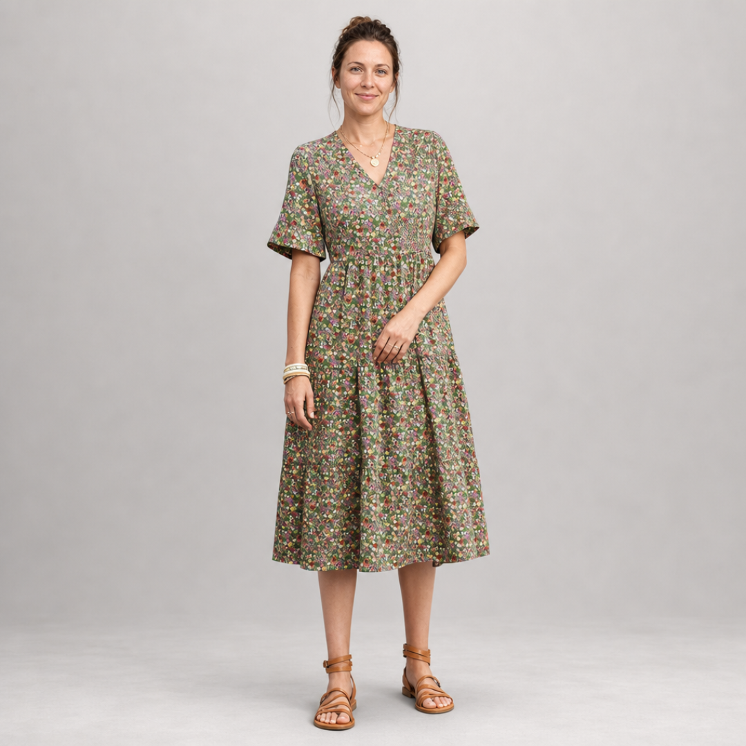 Elowen – Effortless floral midi dress with timeless elegance