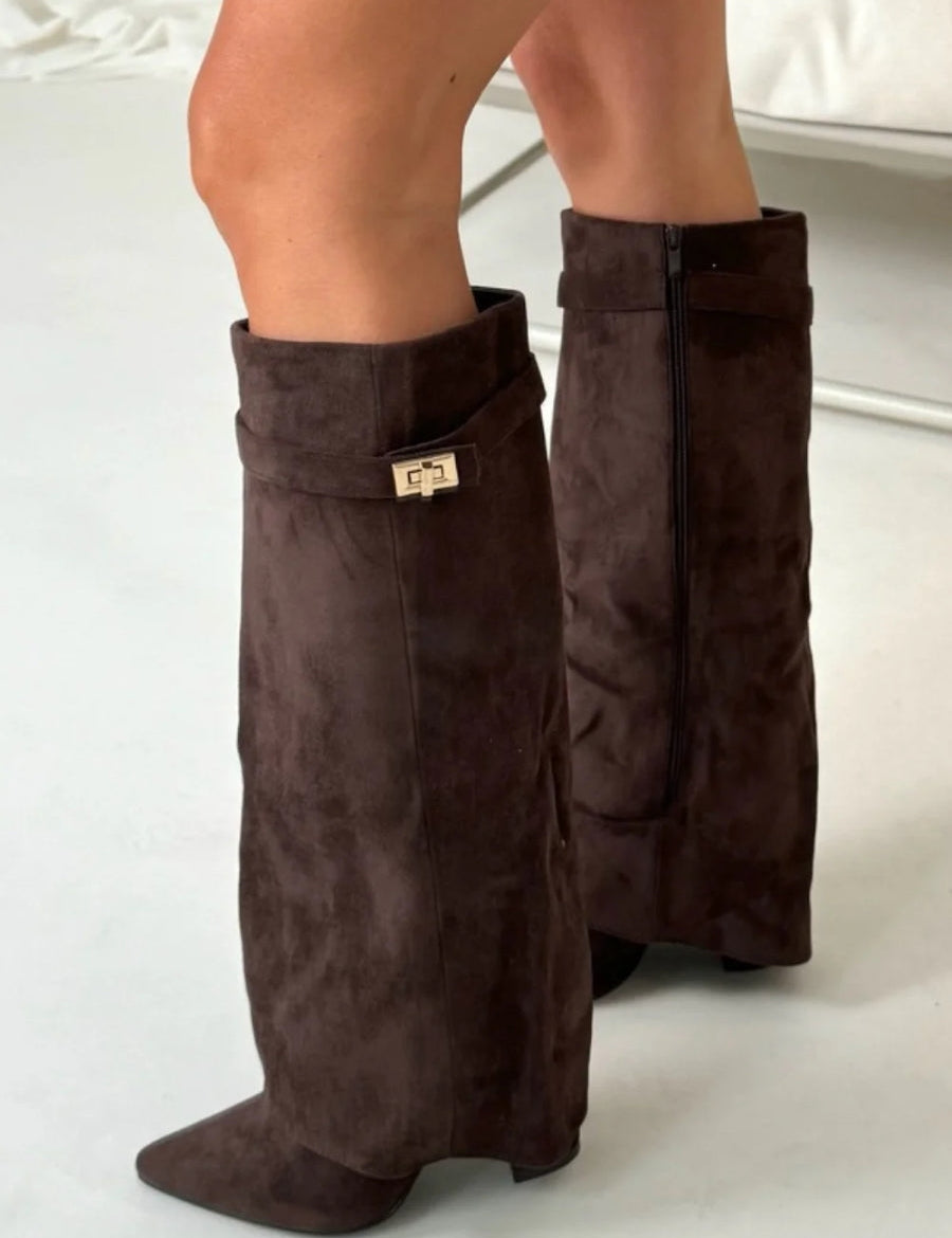 Knee High Boots with Golden Detail for Women