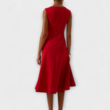 Midi Dress Draped Asymmetric Hem for Women