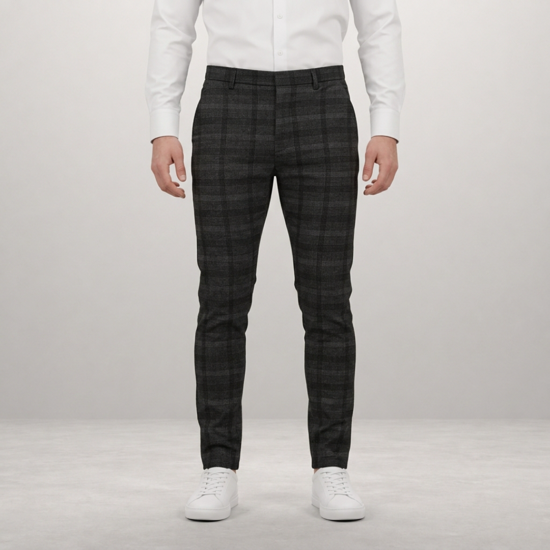 Preston – Tailored check trousers with modern slim sophistication