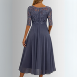 Lace Midi Dress Floral Wedding Guest Dress for Women