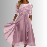 Lace Midi Dress Floral Wedding Guest Dress for Women