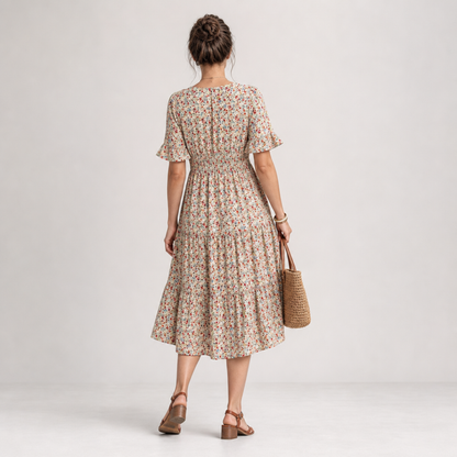 Elowen – Effortless floral midi dress with timeless elegance