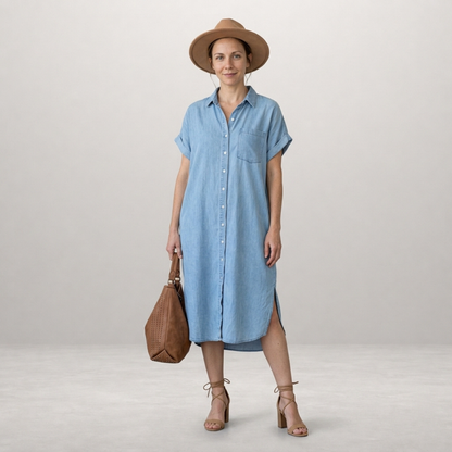 Sienna – Relaxed denim shirt dress with timeless style