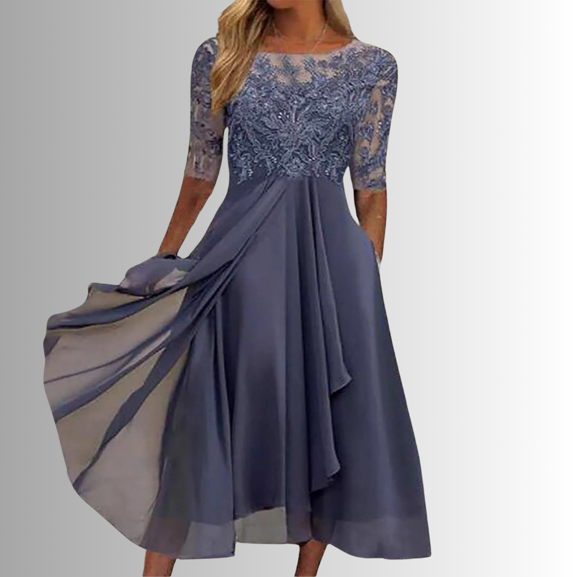 Lace Midi Dress Floral Wedding Guest Dress for Women