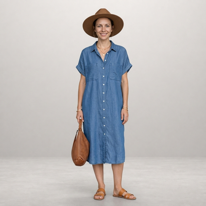 Sienna – Relaxed denim shirt dress with timeless style
