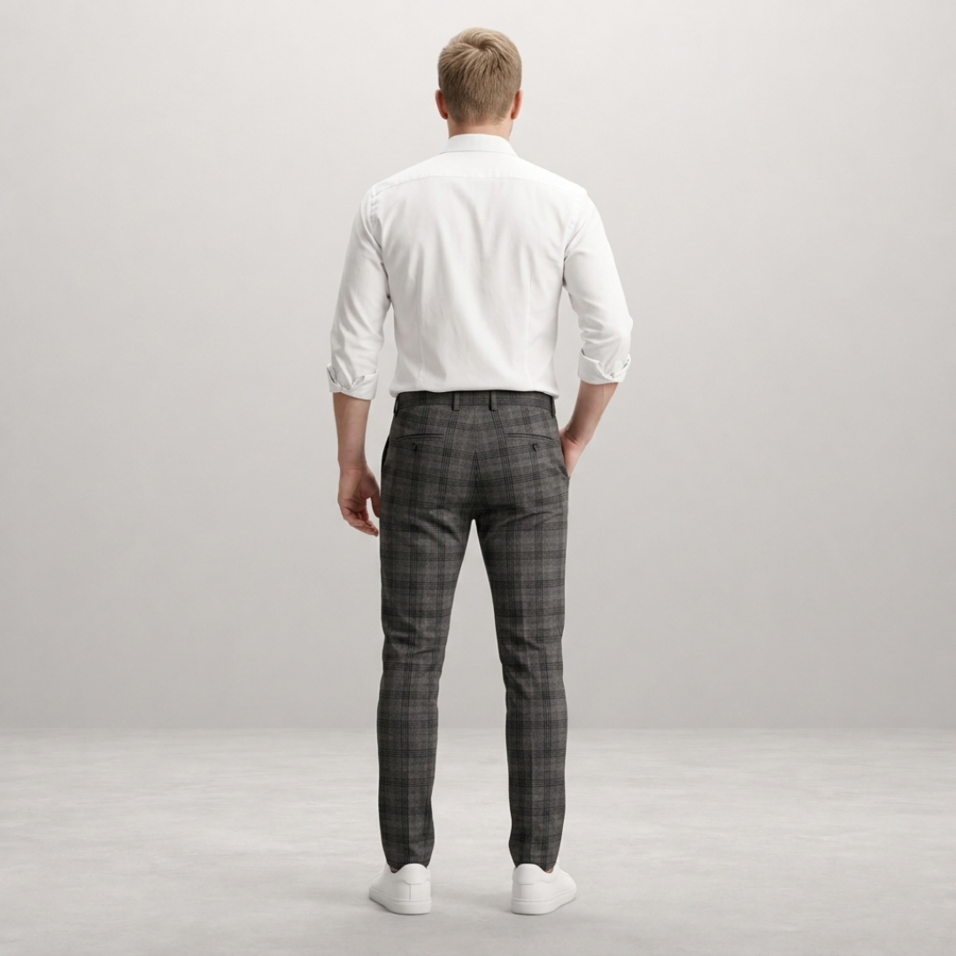 Preston – Tailored check trousers with modern slim sophistication