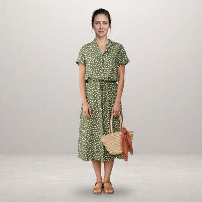 Aria – Elegant printed midi dress with effortless comfort