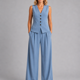Wide Leg Pants Co-Ord Set Relaxed Tailored Two Piece for Women