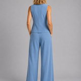 Wide Leg Pants Co-Ord Set Relaxed Tailored Two Piece for Women