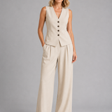 Wide Leg Pants Co-Ord Set Relaxed Tailored Two Piece for Women