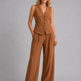 Wide Leg Pants Co-Ord Set Relaxed Tailored Two Piece for Women