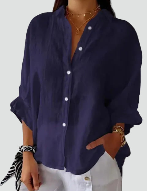 Linen Blouse Relaxed Fit Everyday Top for Women