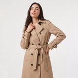 Women's Belted Trench Coat Single Breasted Classic Outerwear