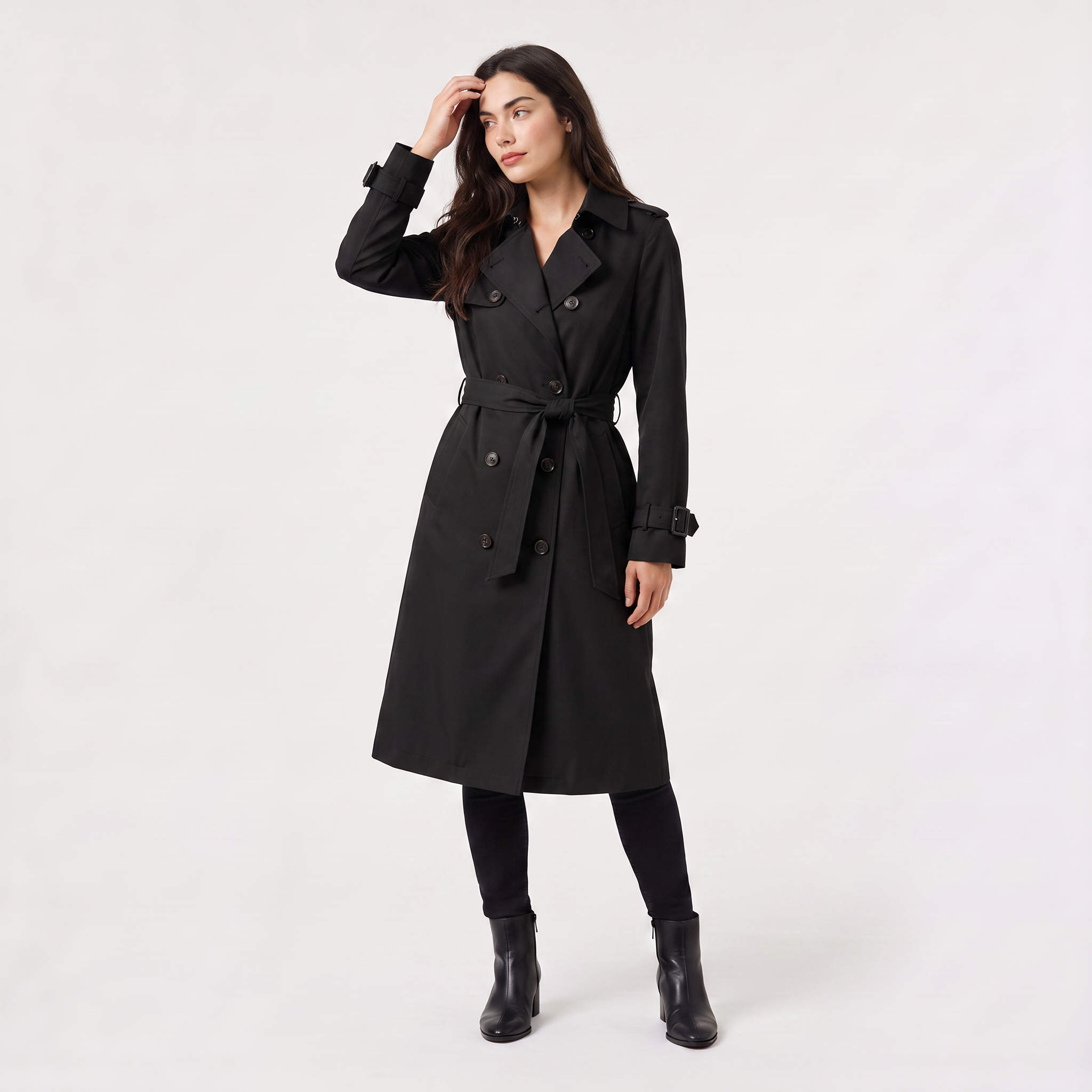 Women's Belted Trench Coat Single Breasted Classic Outerwear