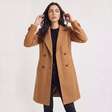 Breasted Wool Blend Coat for Women – Classic Tailored Outerwear