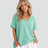 Short Sleeve Loose Fit Button-Down Shirt for Women