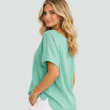 Short Sleeve Loose Fit Button-Down Shirt for Women
