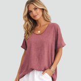 Short Sleeve Loose Fit Button-Down Shirt for Women