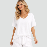 Short Sleeve Loose Fit Button-Down Shirt for Women