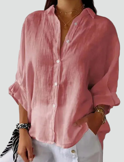 Linen Blouse Relaxed Fit Everyday Top for Women