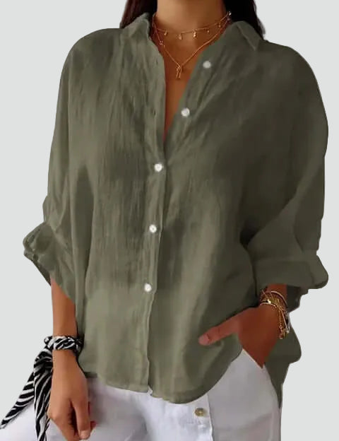 Linen Blouse Relaxed Fit Everyday Top for Women