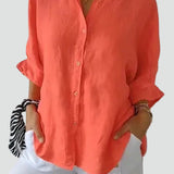 Linen Blouse Relaxed Fit Everyday Top for Women