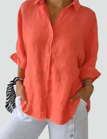 Linen Blouse Relaxed Fit Everyday Top for Women