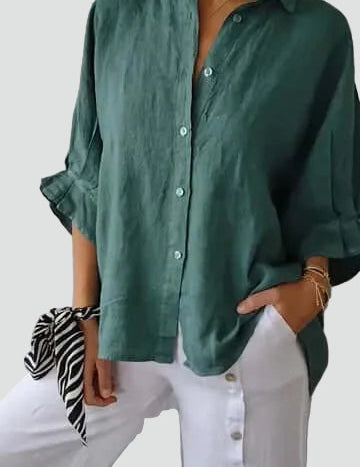 Linen Blouse Relaxed Fit Everyday Top for Women