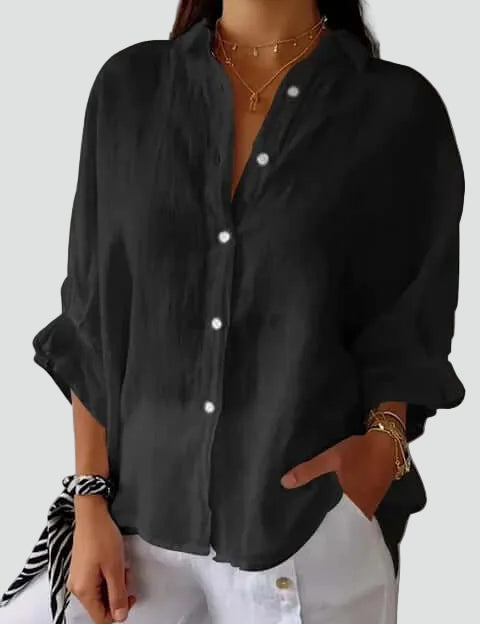 Linen Blouse Relaxed Fit Everyday Top for Women