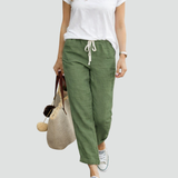 Linen Trousers Wide Leg Drawstring Waist for women