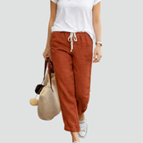 Linen Trousers Wide Leg Drawstring Waist for women