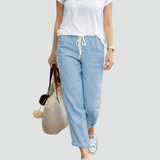Linen Trousers Wide Leg Drawstring Waist for women