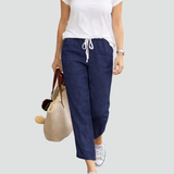Linen Trousers Wide Leg Drawstring Waist for women