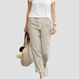 Linen Trousers Wide Leg Drawstring Waist for women