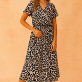 Floral midi dress tiered hem boho for women