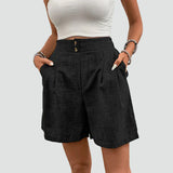 Linen High Waist Pleated Shorts for Women