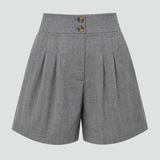 Linen High Waist Pleated Shorts for Women