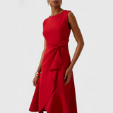 Midi Dress Draped Asymmetric Hem for Women