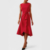 Midi Dress Draped Asymmetric Hem for Women