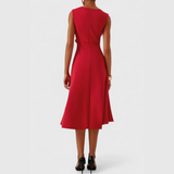 Midi Dress Draped Asymmetric Hem for Women