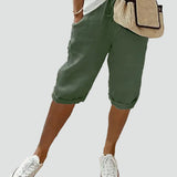 Wide Leg Pants Elastic Waist Casual Shorts for Women