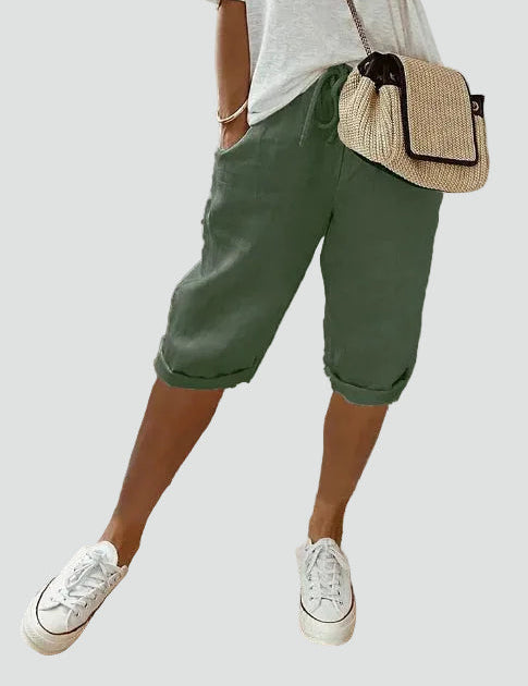 Wide Leg Pants Elastic Waist Casual Shorts for Women