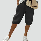 Wide Leg Pants Elastic Waist Casual Shorts for Women