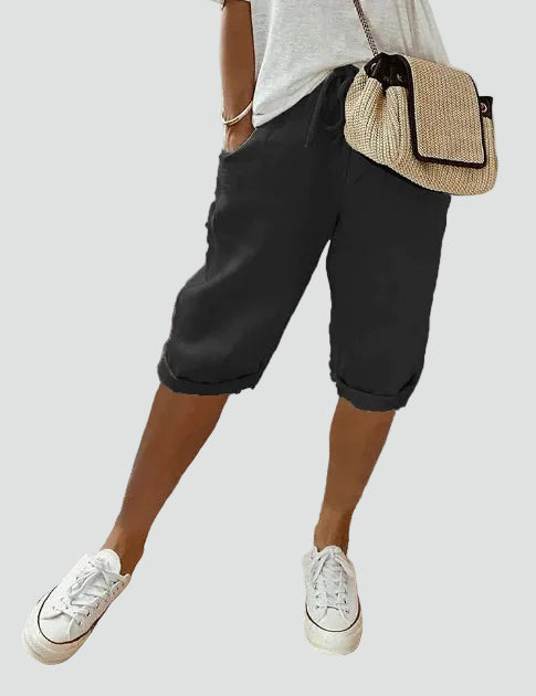 Wide Leg Pants Elastic Waist Casual Shorts for Women